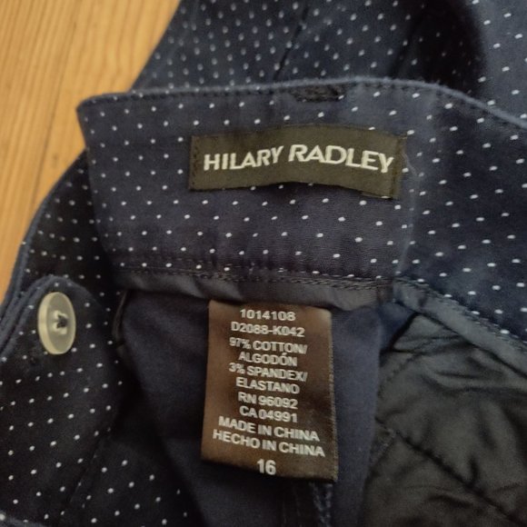 Navy Pin-Dot Polka-Dot Ankle-Length Cropped Pants - Picture 2 of 3